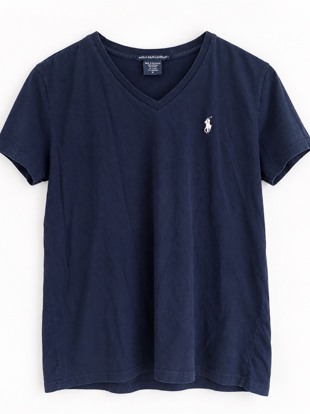 Ralph Lauren Navy Short-Sleeve V-Neck Tee with White Pony